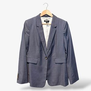 DKNY Blazer Blue One Button Suit Jacket Long Sleeve Size 12 Office Business Work